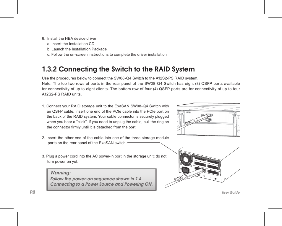 2 connecting the switch to the raid system | Accusys ExaSAN SW08-Q4 User Manual | Page 10 / 44