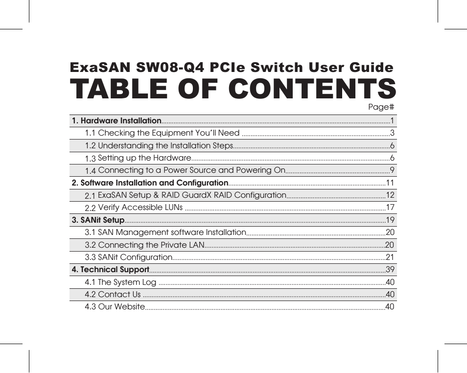 Accusys ExaSAN SW08-Q4 User Manual | Page 2 / 44