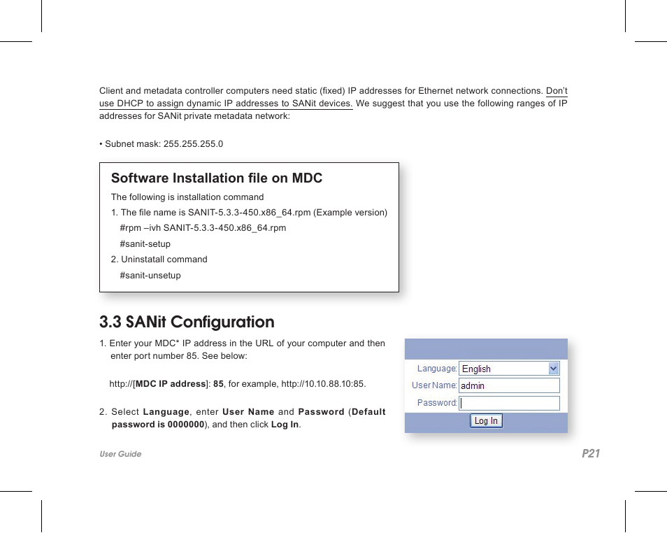 3 sanit configuration, Software installation file on mdc | Accusys ExaSAN SW08-Q4 User Manual | Page 23 / 44