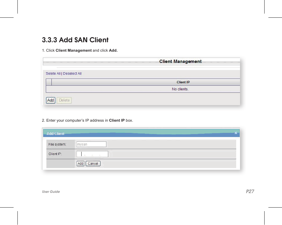 3 add san client | Accusys ExaSAN SW08-Q4 User Manual | Page 29 / 44