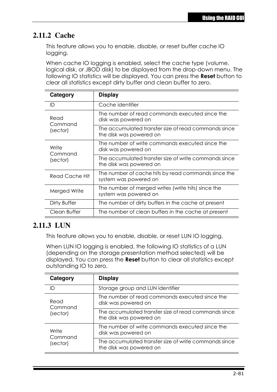 2 cache, 3 lun | Accusys ExaRAID GUI User Manual | Page 121 / 369