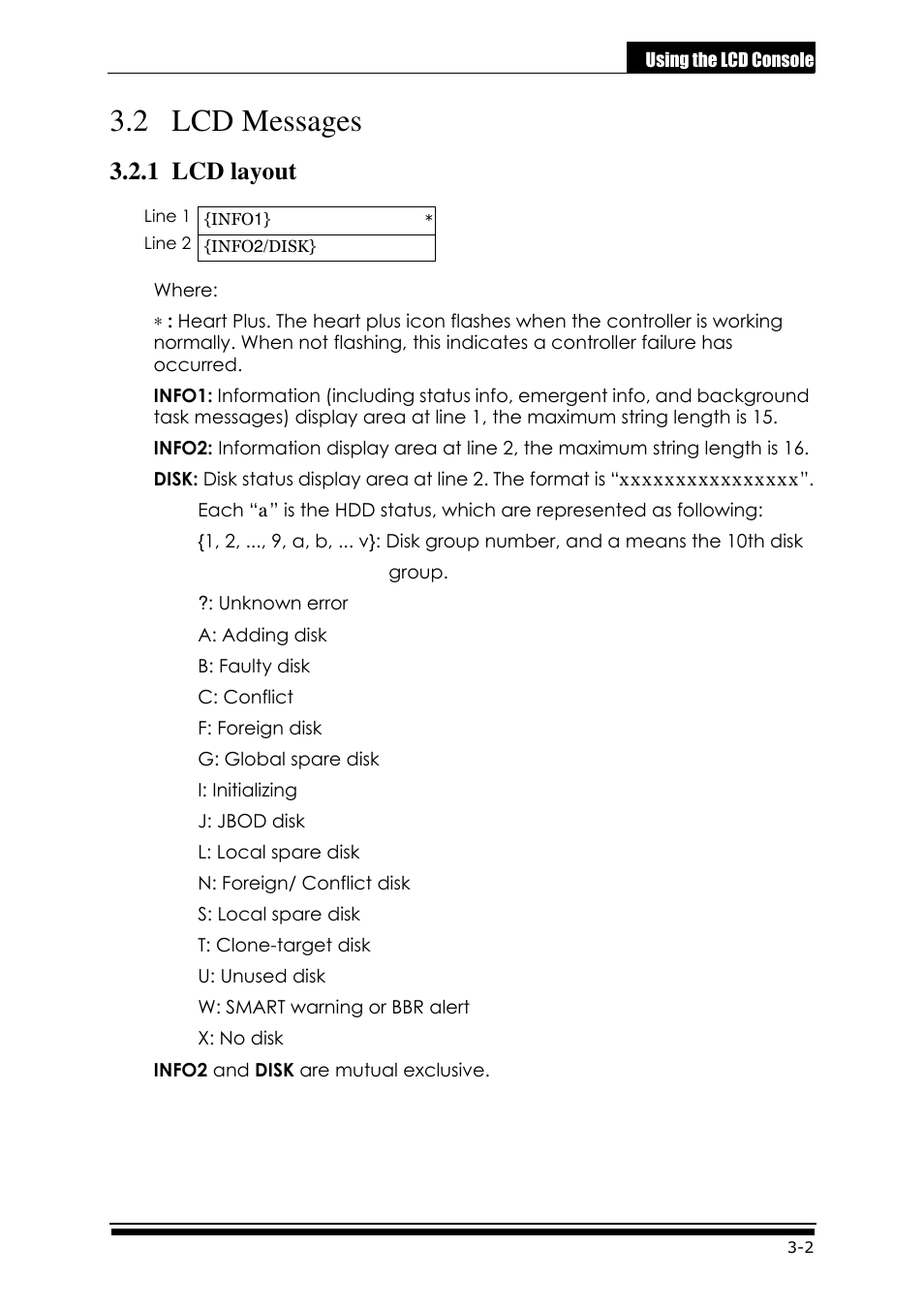2 lcd messages, 1 lcd layout | Accusys ExaRAID GUI User Manual | Page 125 / 369