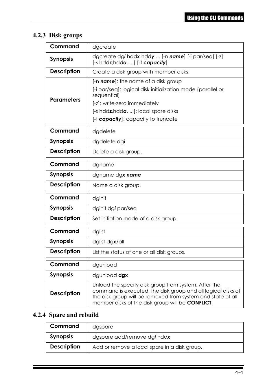 3 disk groups, 4 spare and rebuild, 3 disk groups 4.2.4 spare and rebuild | Accusys ExaRAID GUI User Manual | Page 135 / 369