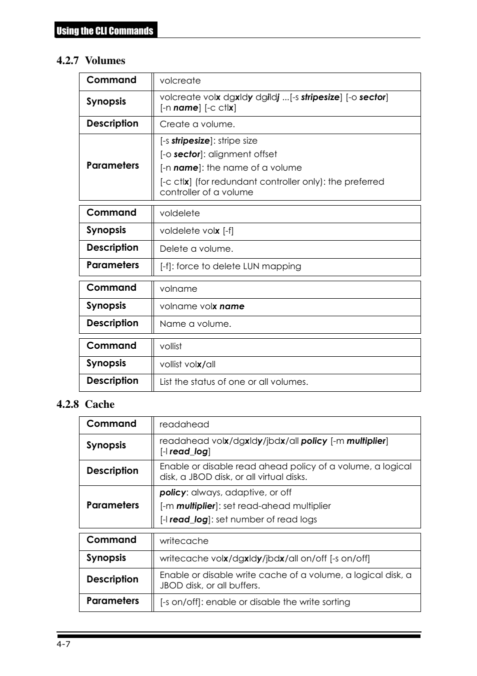 7 volumes, 8 cache, 7 volumes 4.2.8 cache | Accusys ExaRAID GUI User Manual | Page 138 / 369