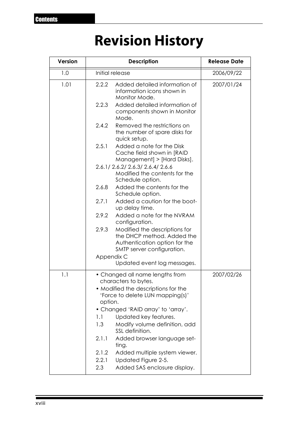 Acs82410rev.pdf, Revision history | Accusys ExaRAID GUI User Manual | Page 18 / 369