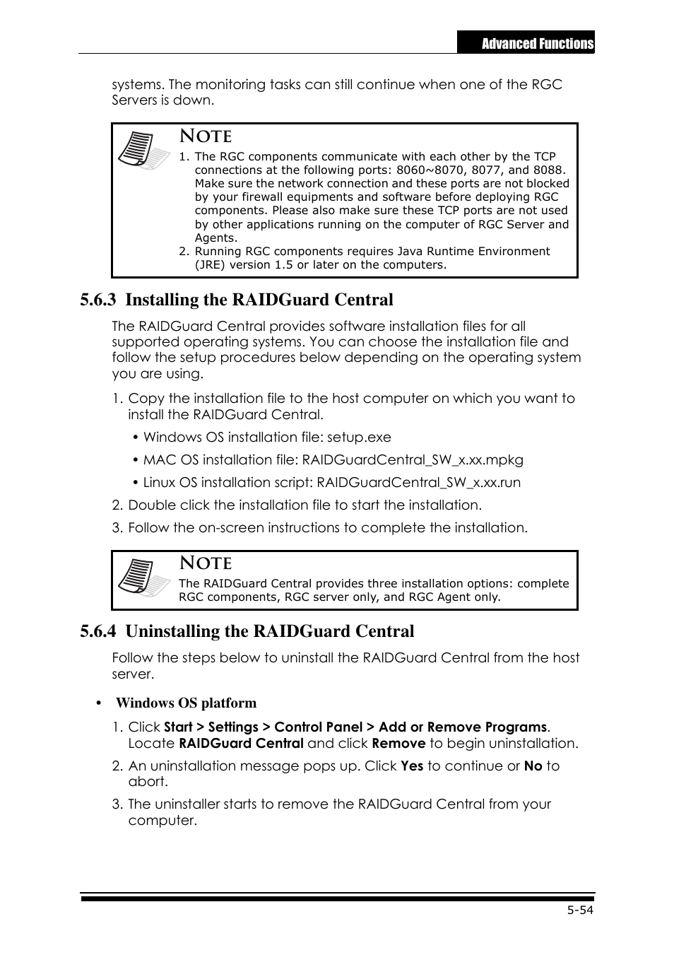3 installing the raidguard central, 4 uninstalling the raidguard central | Accusys ExaRAID GUI User Manual | Page 227 / 369