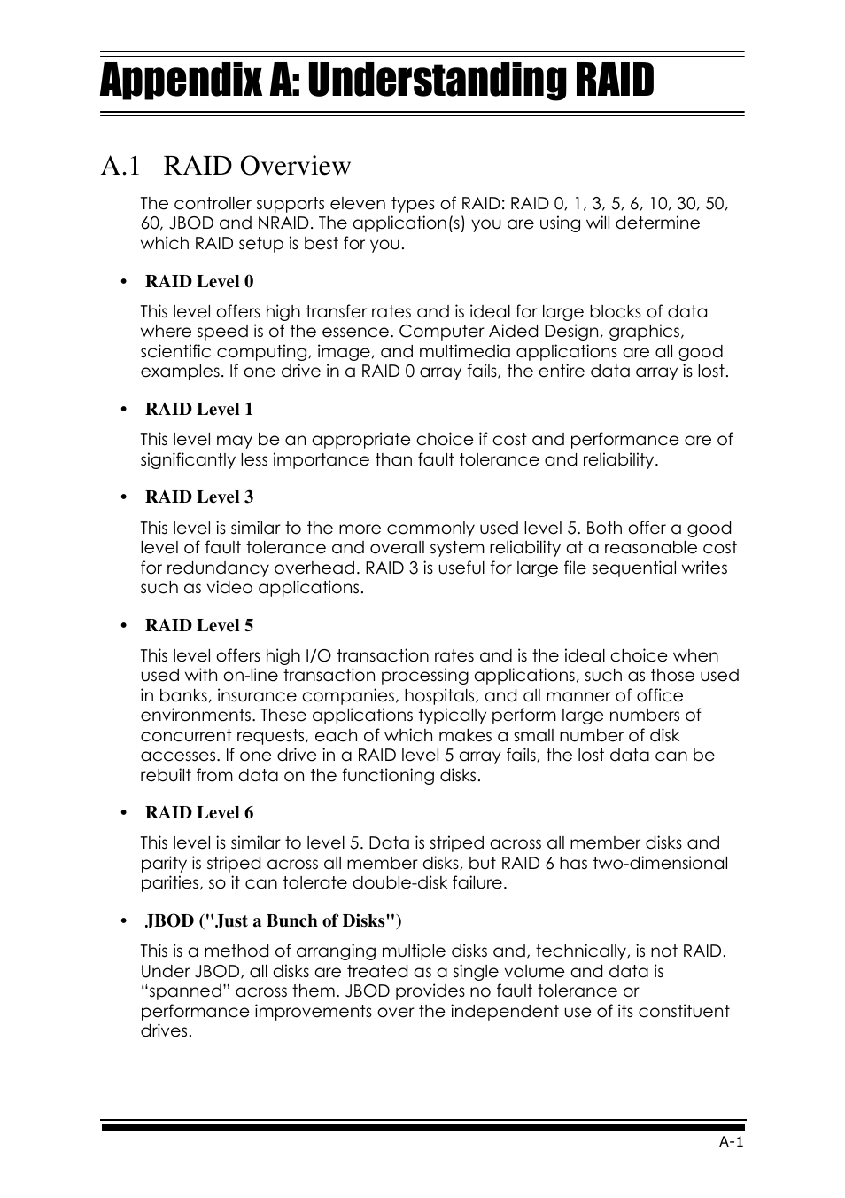 0a.appendix.pdf, Appendix a: understanding raid, A.1 raid overview | Accusys ExaRAID GUI User Manual | Page 257 / 369