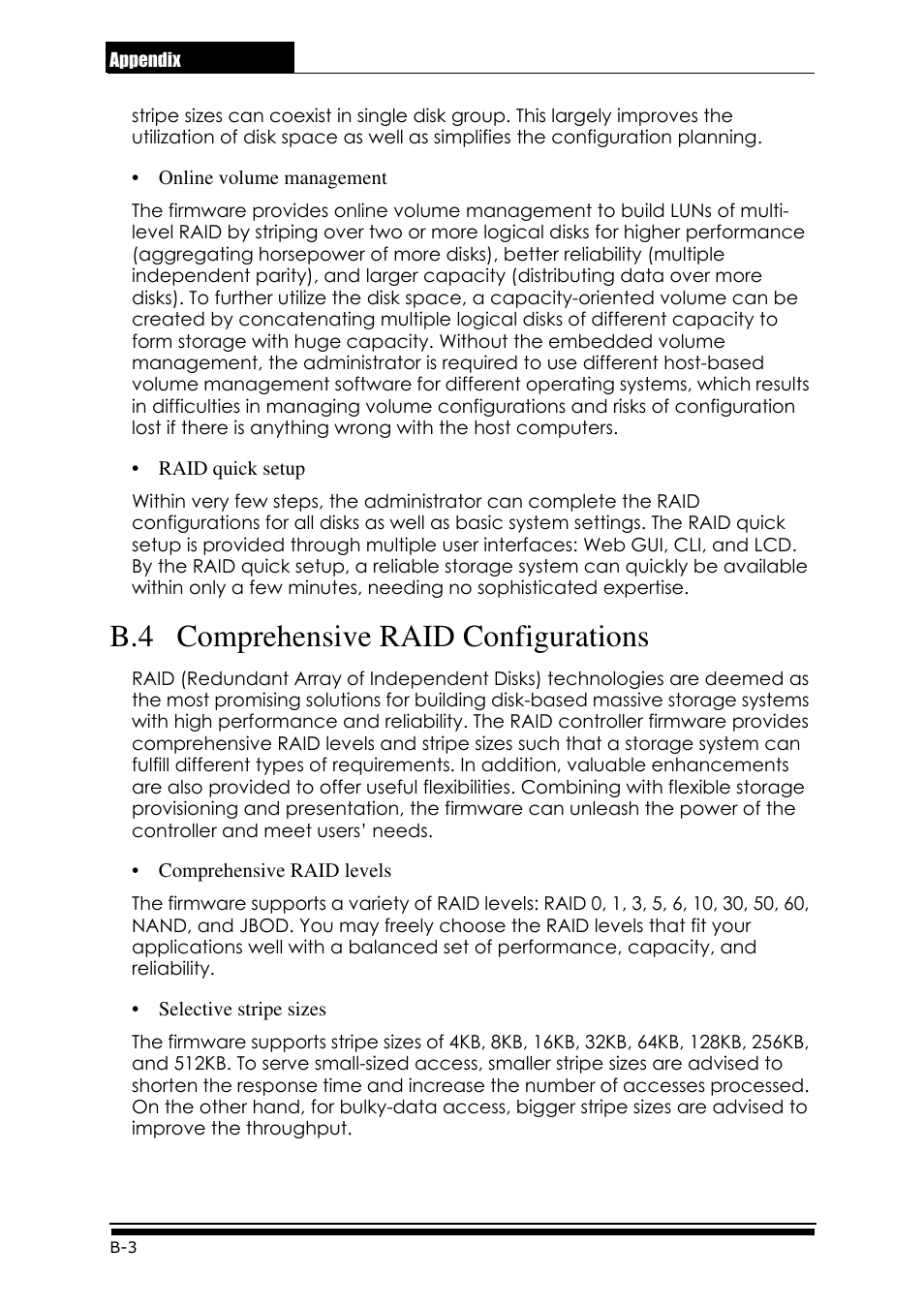 B.4 comprehensive raid configurations | Accusys ExaRAID GUI User Manual | Page 272 / 369