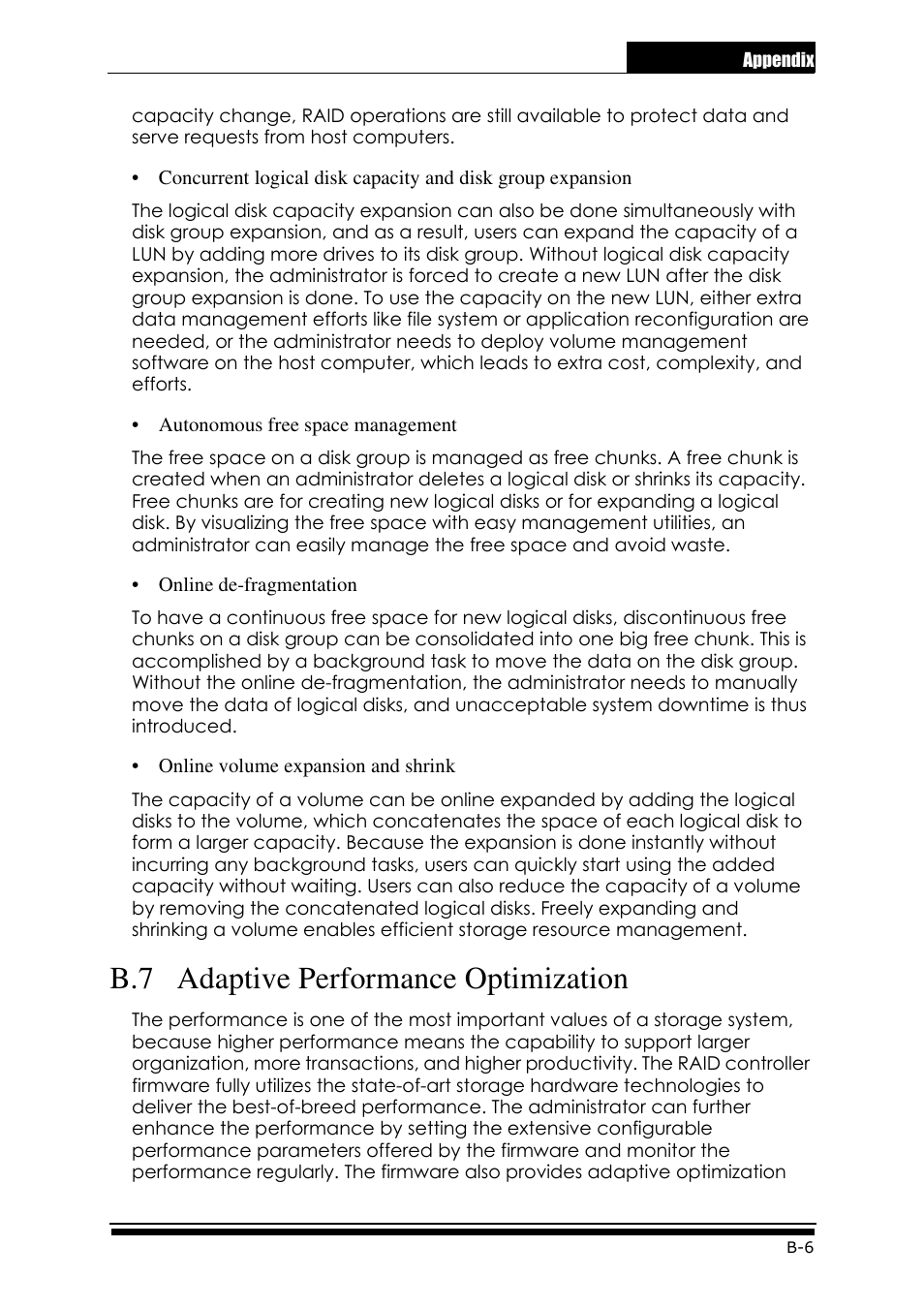 B.7 adaptive performance optimization | Accusys ExaRAID GUI User Manual | Page 275 / 369