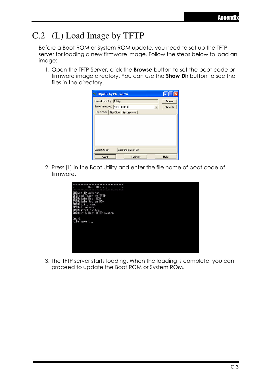 C.2 (l) load image by tftp | Accusys ExaRAID GUI User Manual | Page 287 / 369