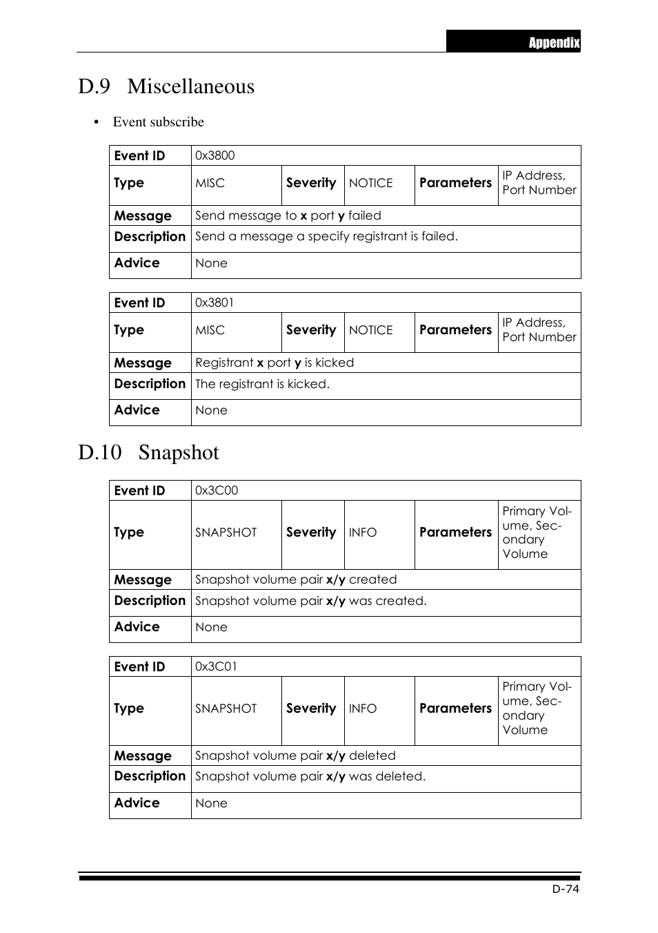 D.9 miscellaneous, D.10 snapshot | Accusys ExaRAID GUI User Manual | Page 363 / 369