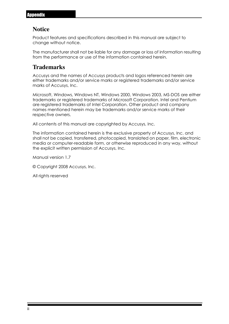 Notice, Trademarks | Accusys ExaRAID GUI User Manual | Page 4 / 369