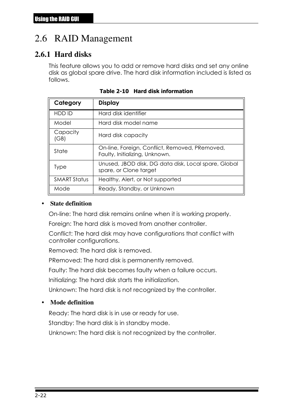 6 raid management, 1 hard disks | Accusys ExaRAID GUI User Manual | Page 62 / 369