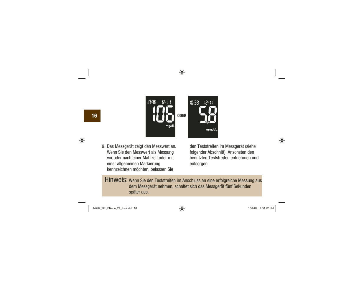 Hinweis | Акку-Чек Перформа Нано User Manual | Page 100 / 332