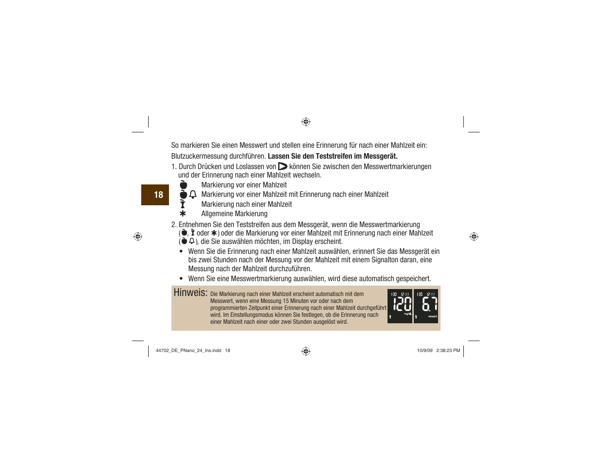 Hinweis | Акку-Чек Перформа Нано User Manual | Page 102 / 332