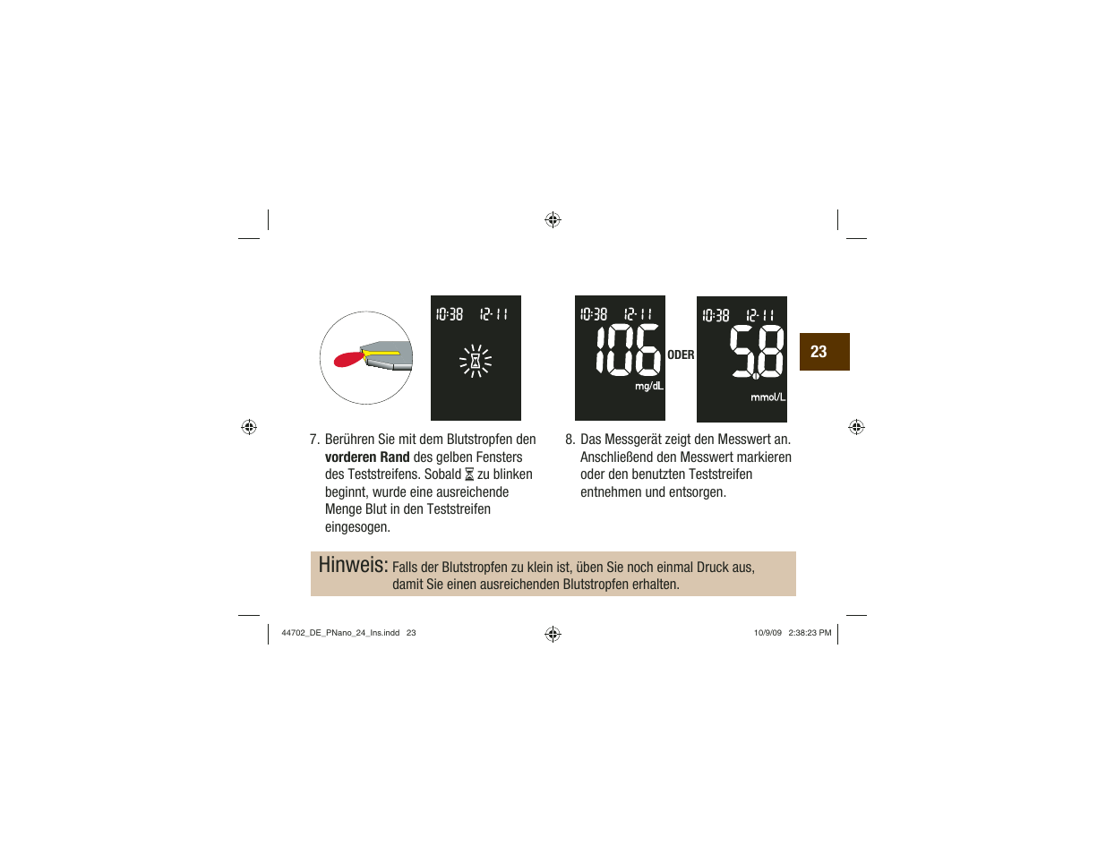 Hinweis | Акку-Чек Перформа Нано User Manual | Page 107 / 332