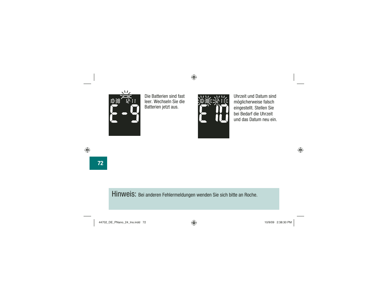 Hinweis | Акку-Чек Перформа Нано User Manual | Page 156 / 332