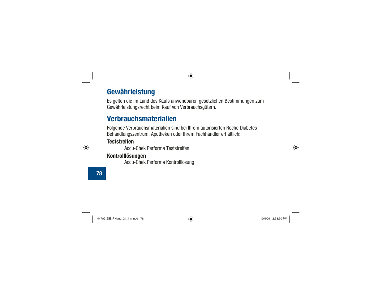 Gewährleistung, Verbrauchsmaterialien | Акку-Чек Перформа Нано User Manual | Page 162 / 332