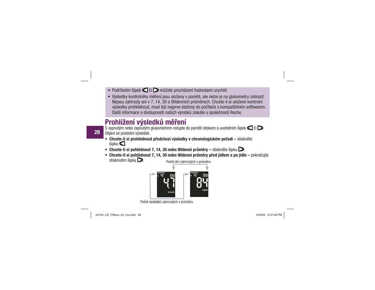 Prohlížení výsledků měření | Акку-Чек Перформа Нано User Manual | Page 194 / 332