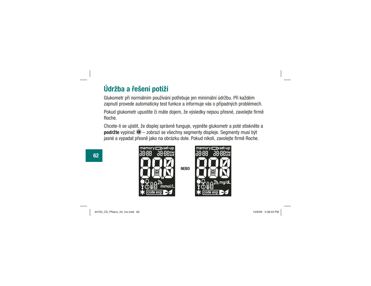 Údržba a řešení potíží | Акку-Чек Перформа Нано User Manual | Page 228 / 332