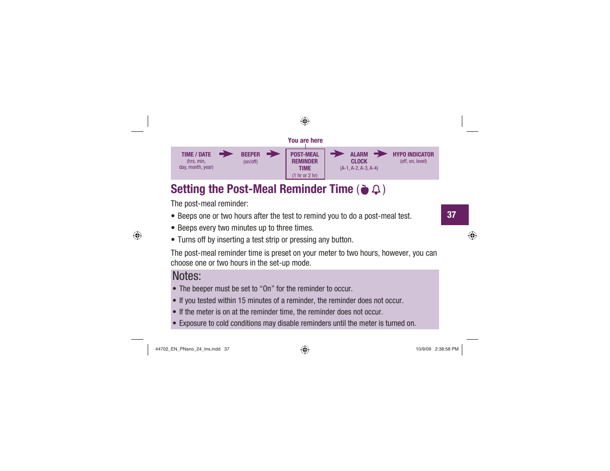 Setting the post-meal reminder time ( ) | Акку-Чек Перформа Нано User Manual | Page 39 / 332