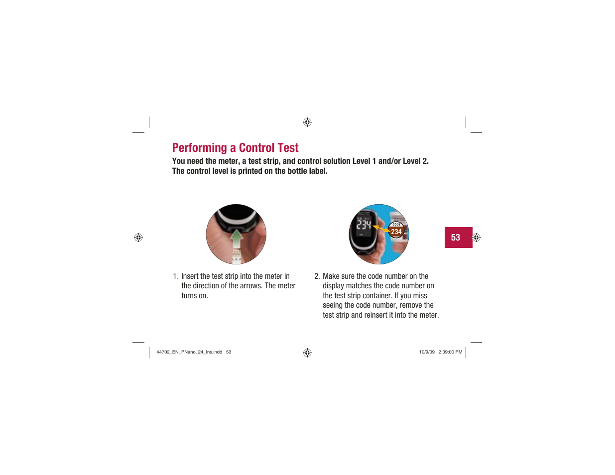 Performing a control test | Акку-Чек Перформа Нано User Manual | Page 55 / 332