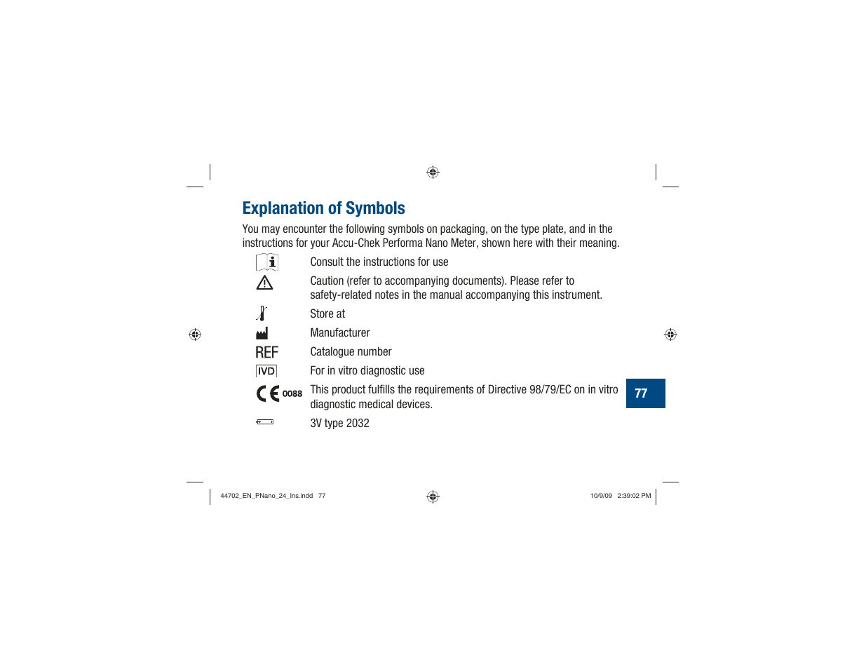 Explanation of symbols | Акку-Чек Перформа Нано User Manual | Page 79 / 332