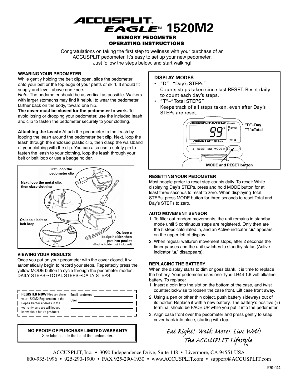 Accusplit AE1520M2 User Manual | 1 page