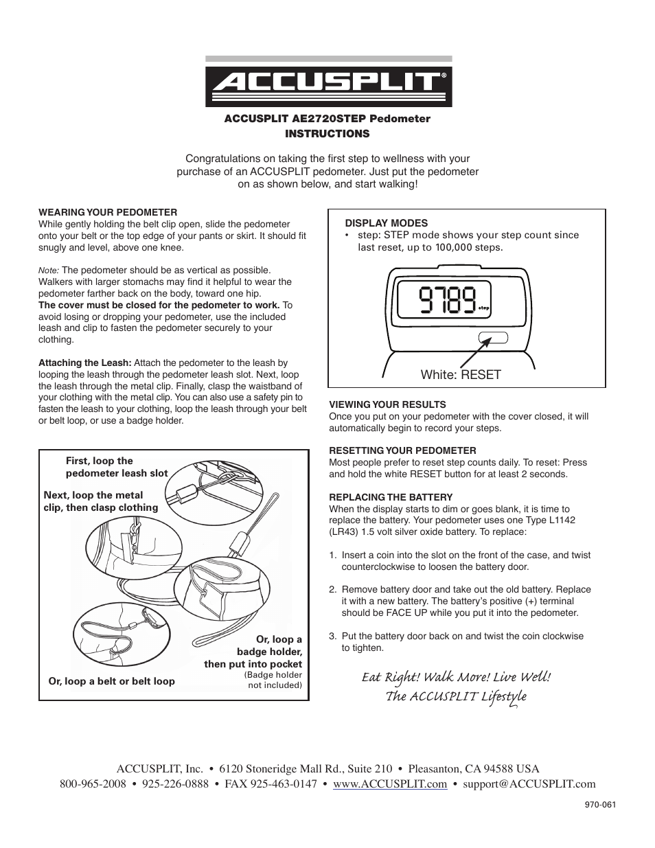 Accusplit AE2720STEP User Manual | 1 page