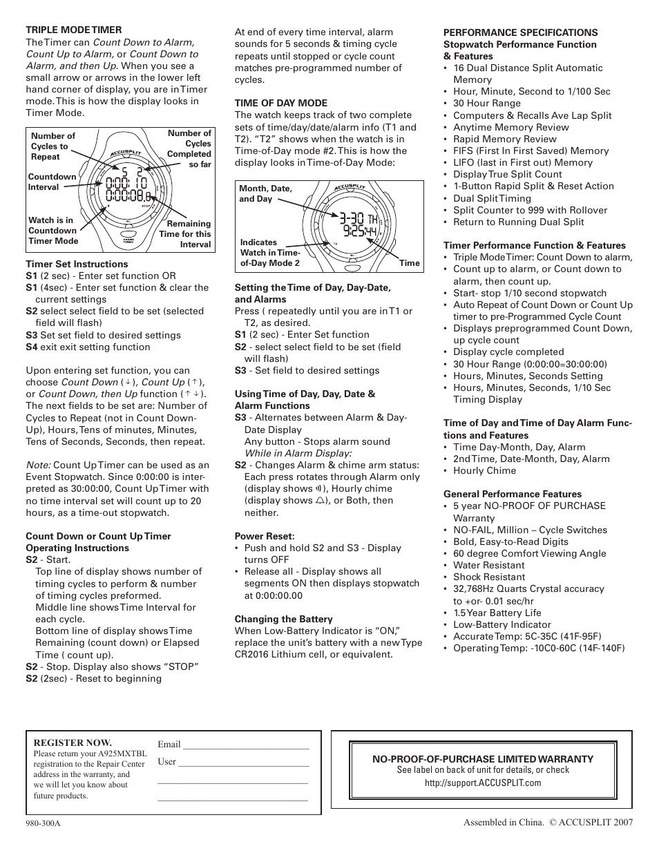 Accusplit A925MXTBL User Manual | Page 2 / 2