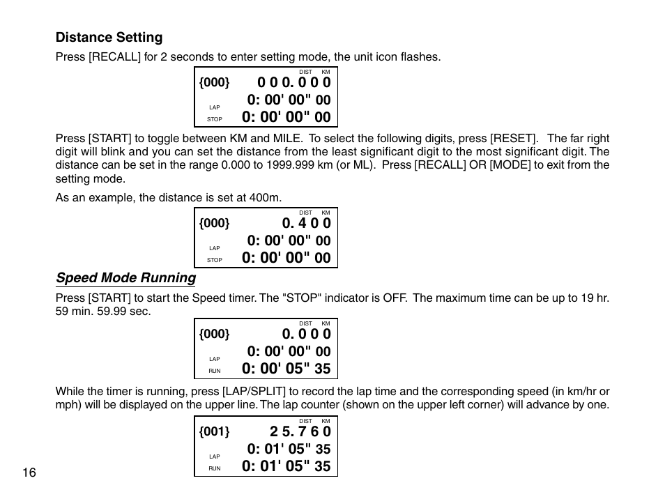Speed mode running | Accusplit AE790M500DEC User Manual | Page 18 / 21