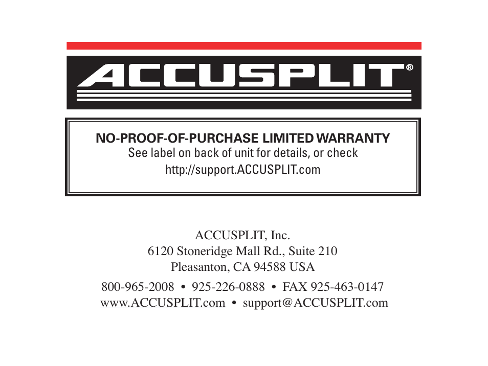 Accusplit AE790M500DEC User Manual | Page 21 / 21