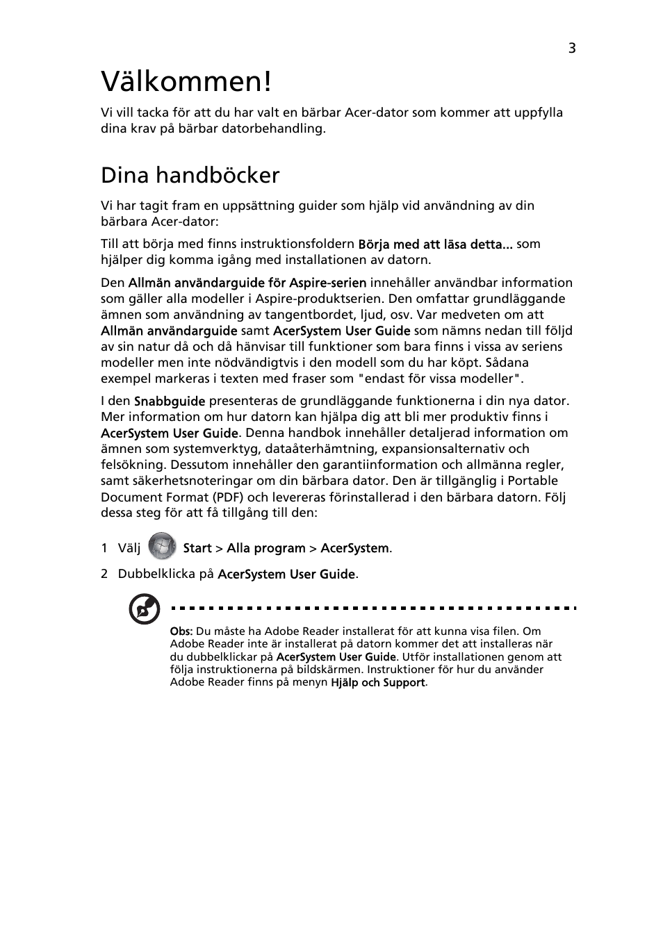 Välkommen, Dina handböcker | Acer Aspire 5820TZG User Manual | Page 103 / 326