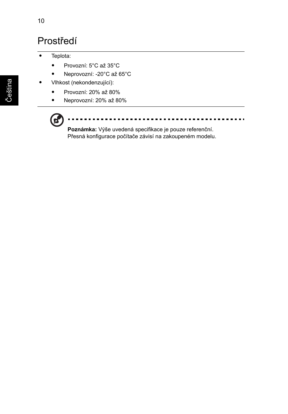 Prostředí | Acer Aspire 5820TZG User Manual | Page 164 / 326