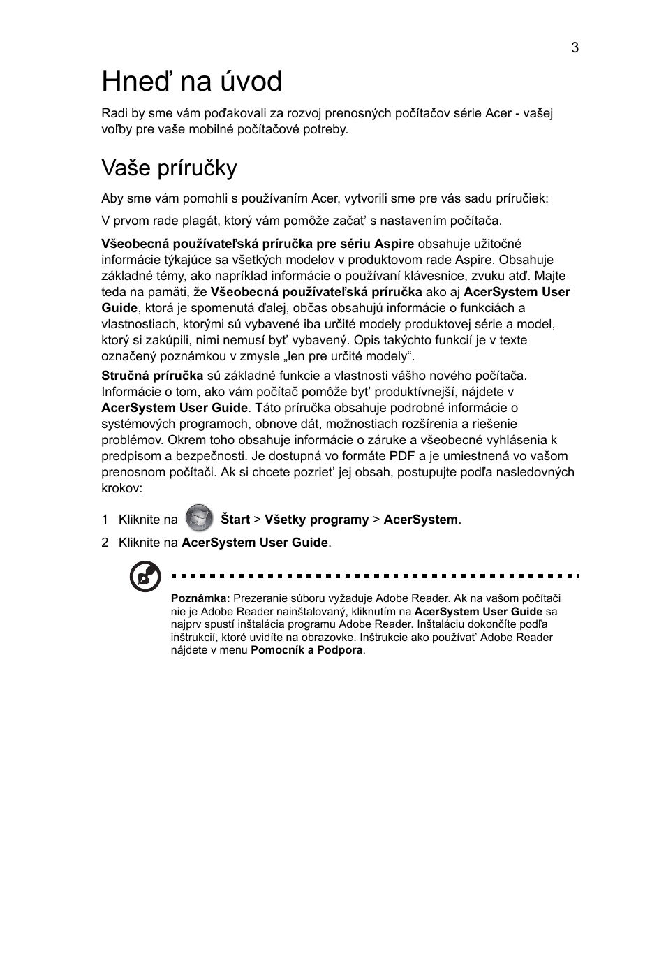 Hneď na úvod, Vaše príručky | Acer Aspire 7741ZG User Manual | Page 157 / 313