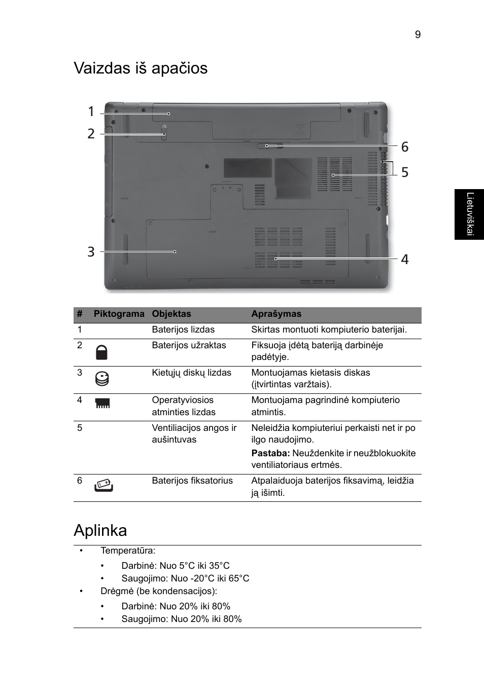 Vaizdas iš apačios, Aplinka, Vaizdas iš apačios aplinka | Acer Aspire 7741ZG User Manual | Page 233 / 313