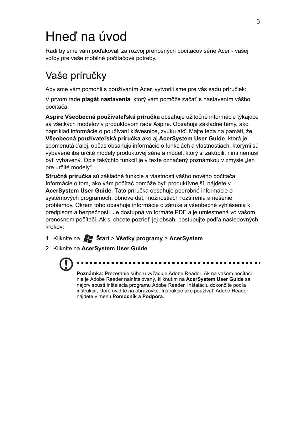 Hneď na úvod, Vaše príručky | Acer Aspire 5552G User Manual | Page 157 / 314