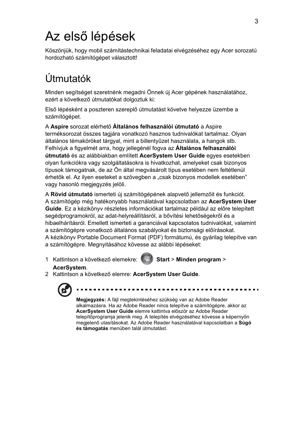 Az első lépések, Útmutatók | Acer Aspire 7745Z User Manual | Page 163 / 376