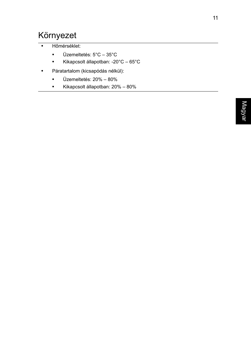Környezet | Acer Aspire 7745Z User Manual | Page 171 / 376