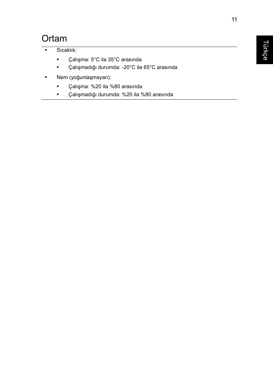 Ortam | Acer Aspire 7745Z User Manual | Page 303 / 376