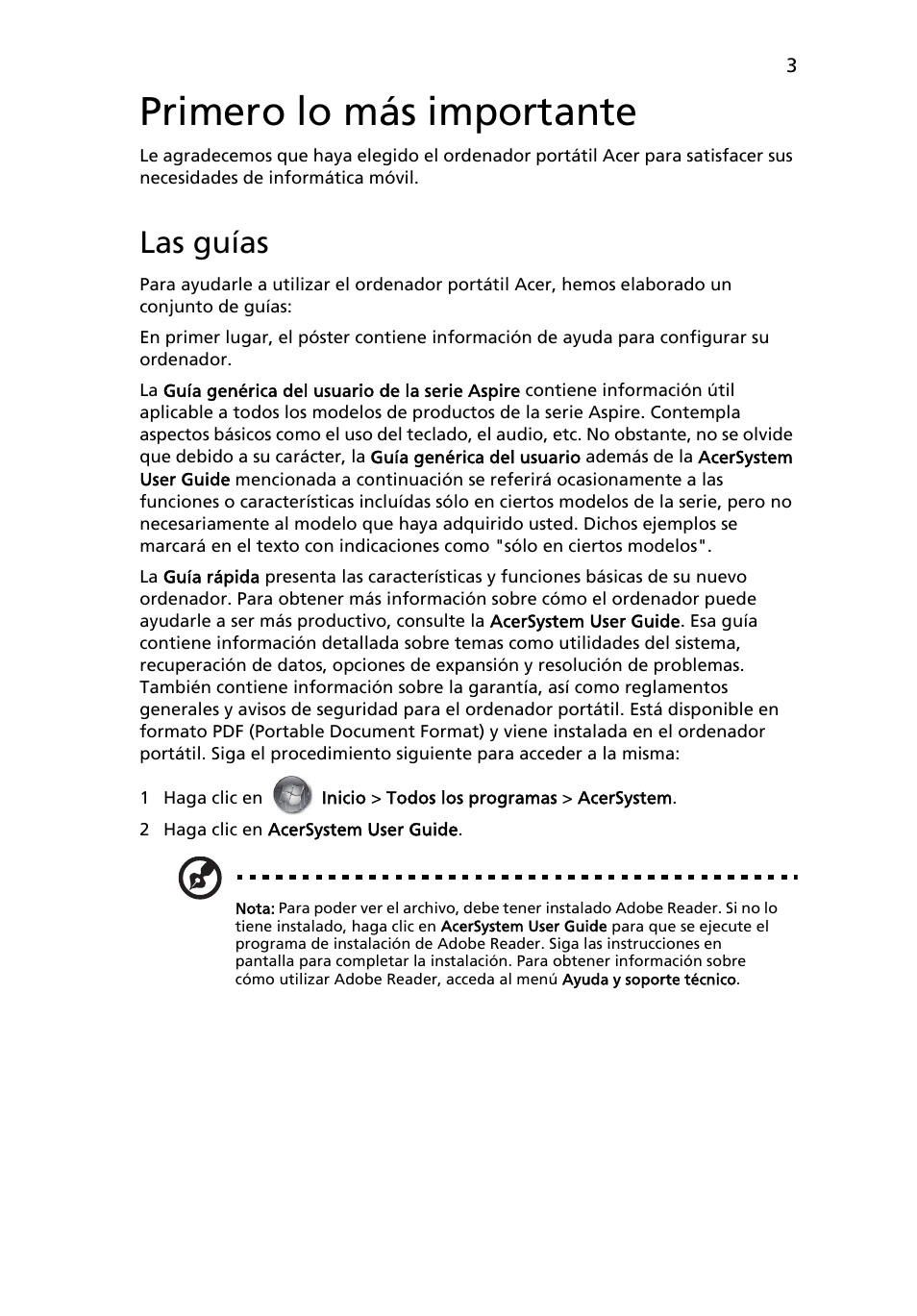 Primero lo más importante, Las guías | Acer Aspire 7745Z User Manual | Page 53 / 376