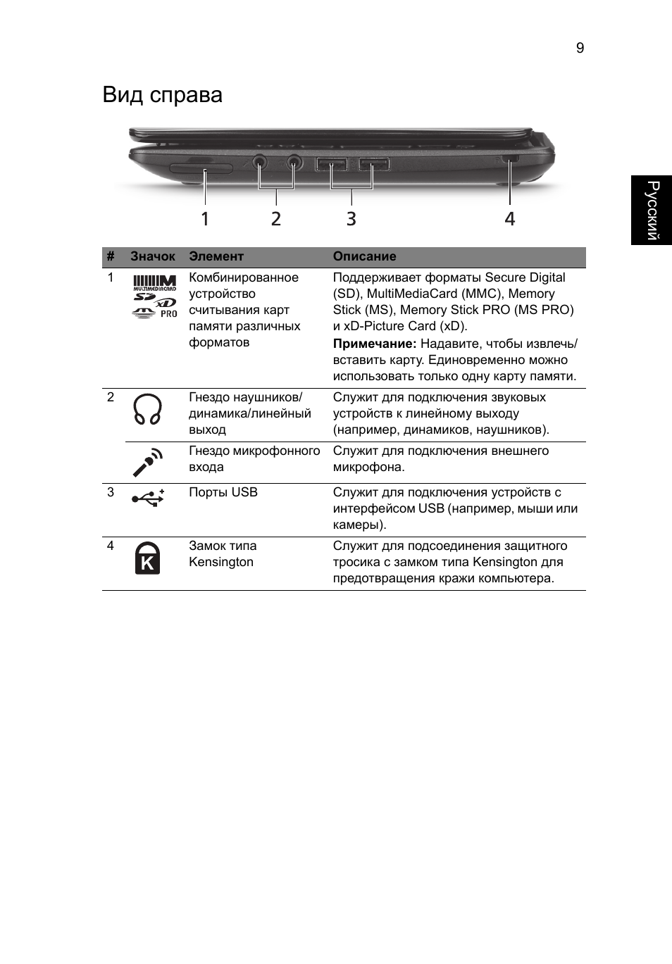 Вид справа | Acer AOHAPPY2 User Manual | Page 135 / 318