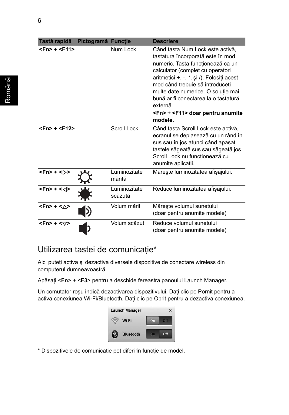 Utilizarea tastei de comunicaţie | Acer AOHAPPY2 User Manual | Page 208 / 318