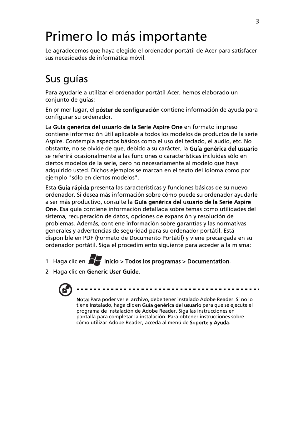 Primero lo más importante, Sus guías | Acer AOHAPPY2 User Manual | Page 51 / 318