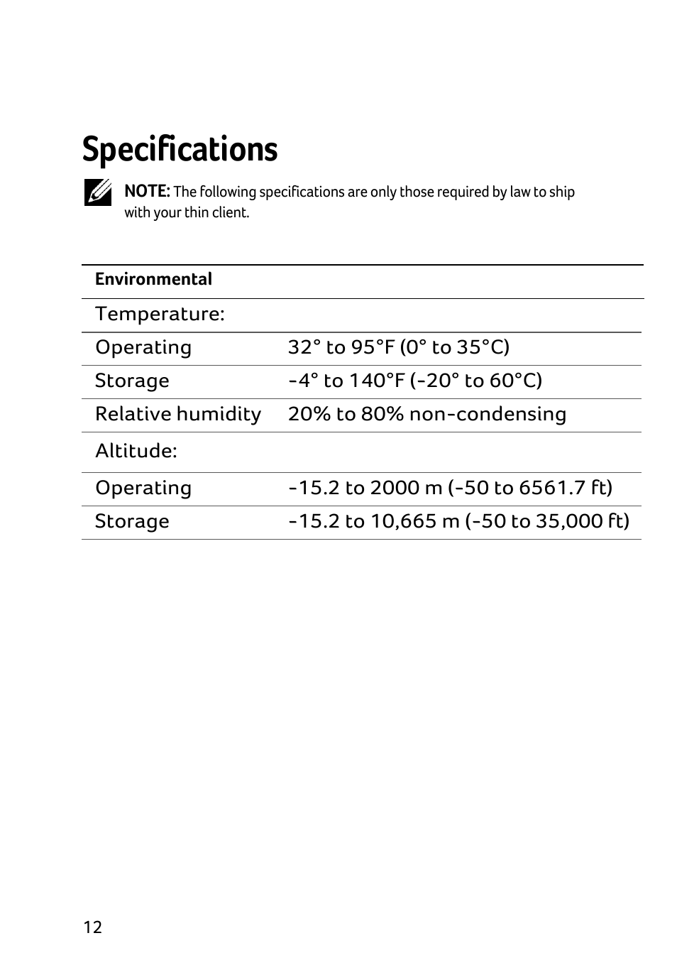 Specifications | Acer X1240 User Manual | Page 14 / 130