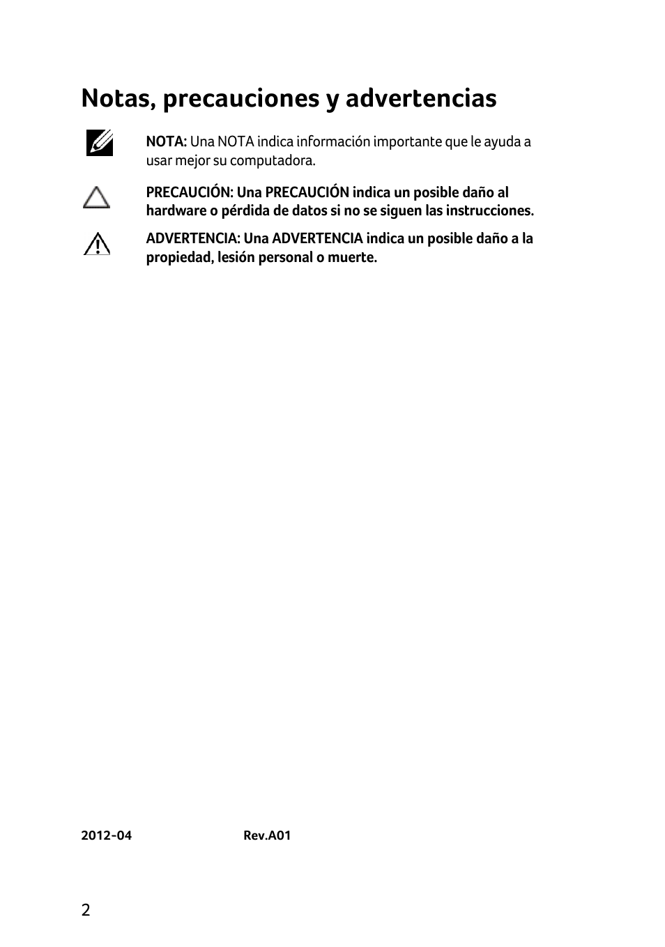 Notas, precauciones y advertencias | Acer X1240 User Manual | Page 32 / 130