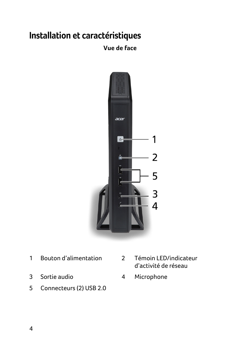 Installation et caractéristiques | Acer X1240 User Manual | Page 48 / 130