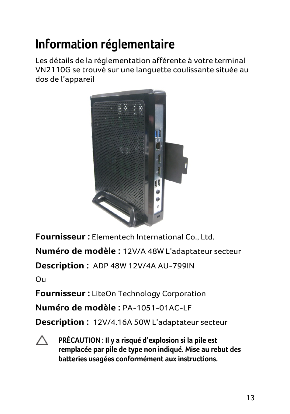 Information réglementaire | Acer X1240 User Manual | Page 57 / 130
