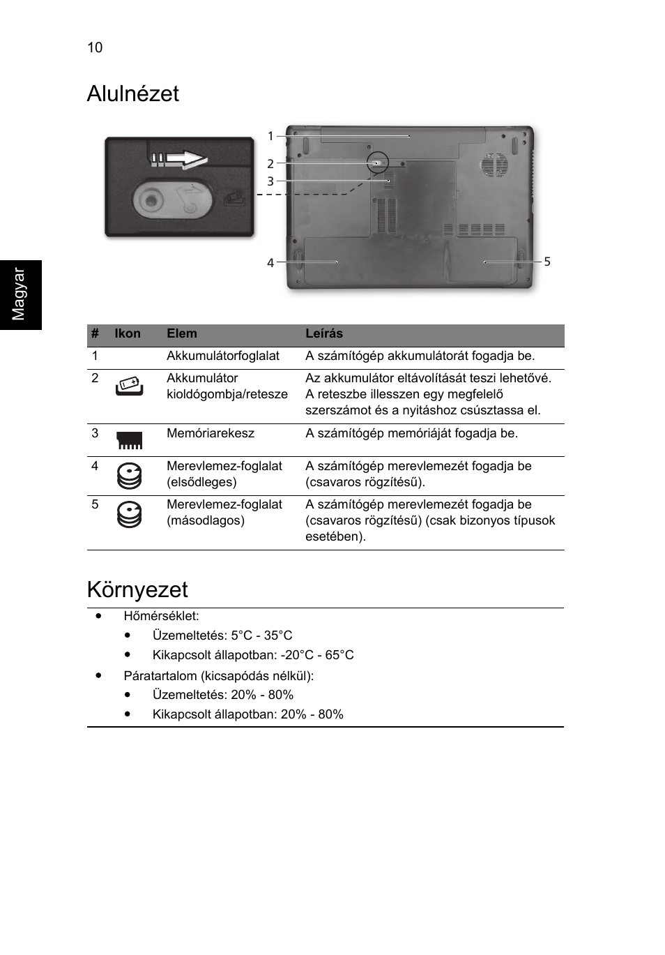 Alulnézet, Környezet, Alulnézet környezet | Acer Aspire 7750ZG User Manual | Page 146 / 316