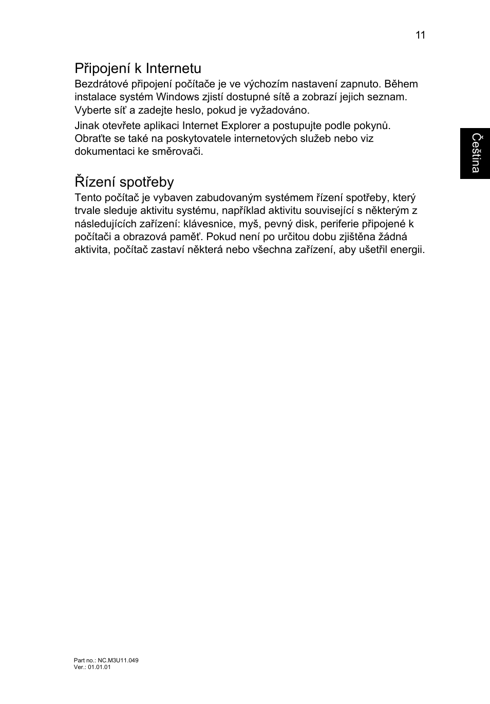 Připojení k internetu, Řízení spotřeby | Acer Aspire V5-471PG User Manual | Page 182 / 357